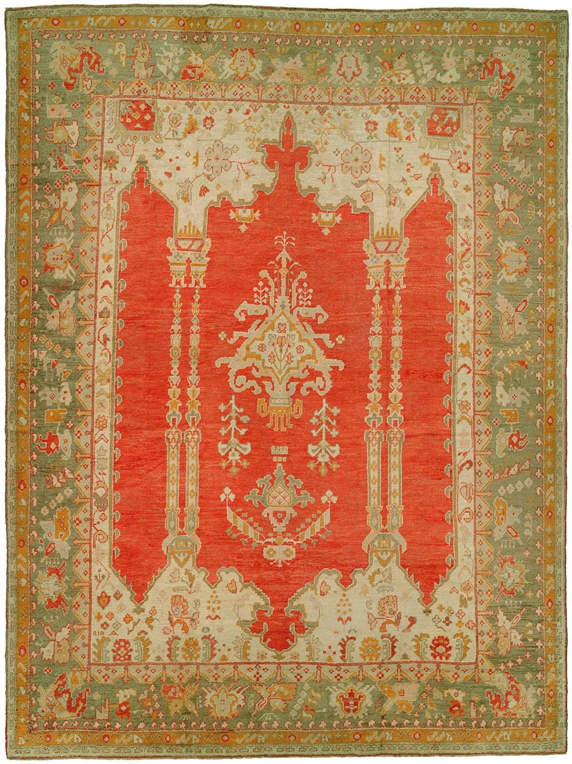 12' 10" x 17' 1" Early 20th Century Turkish Oushak Rug: 12' 10" x 17' 1" Early 20th Century Turkish Oushak Rug Early 20th century Turkish Oushak oversize rug with an antique scroll design. This pre-owned rug features the classic Oushak style and is present