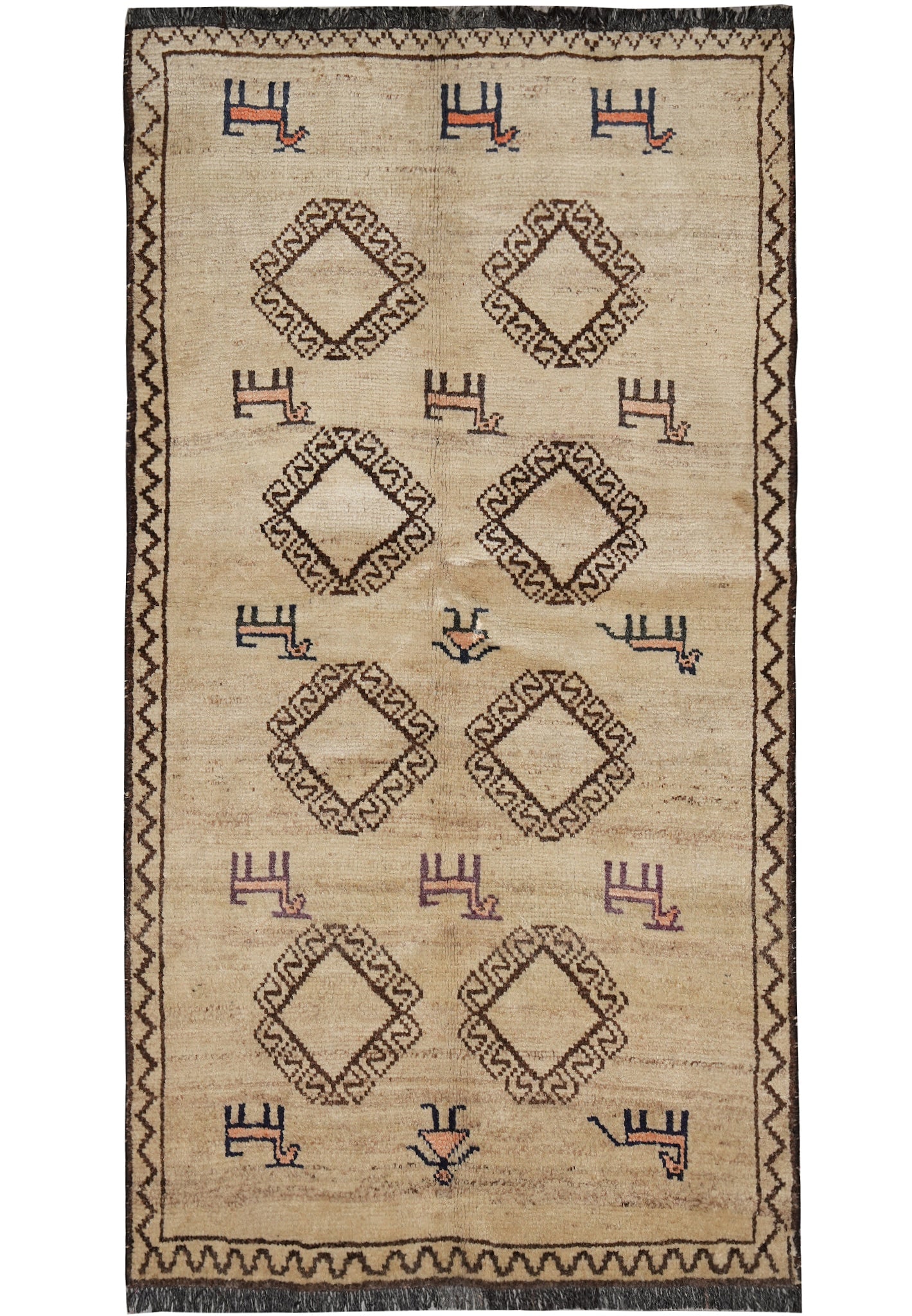 3.9 x 6.9 Persian Gabbeh Shiraz Hand Knotted Wool Rug: 3.9 x 6.9 Persian Gabbeh Shiraz Hand Knotted Wool Rug Free continental US Shipping This Persian Gabbeh Shiraz rug is a handmade, hand-knotted wool rug with a bold geometric tribal design and a soft, d