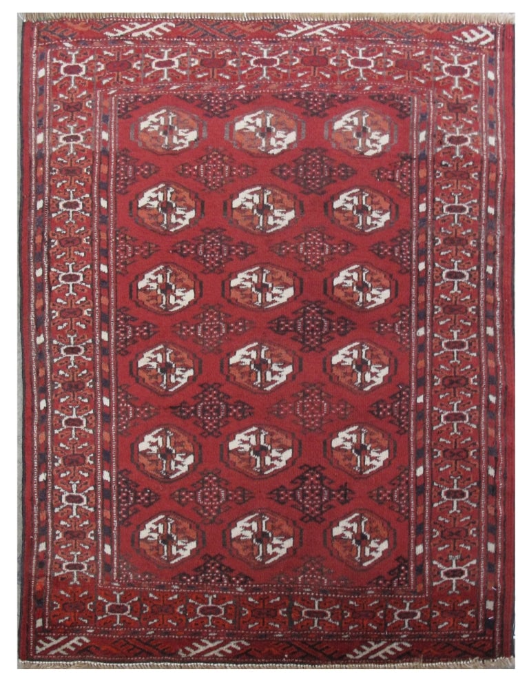 Handcrafted Red Persian Turkeman Rug 2'4 x 3'1 Silk-like Pile: Handcrafted Red Persian Turkeman Rug 2'4 x 3'1 Silk-like Pile Free continental US Shipping Enhance your living space with this exquisite handcrafted Red Persian Turkeman Rug, meticulously crafted by s