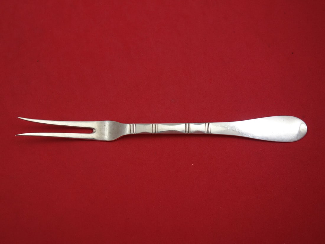 Evald Nielsen Sterling Silver Cold Meat Fork 2-Tine 8 Inch: Evald Nielsen Sterling Silver Cold Meat Fork 2-Tine 8 Inch This elegant Evald Nielsen cold meat fork is crafted from high-quality sterling silver and features a classic 2-tine design. Measuring 8 inch