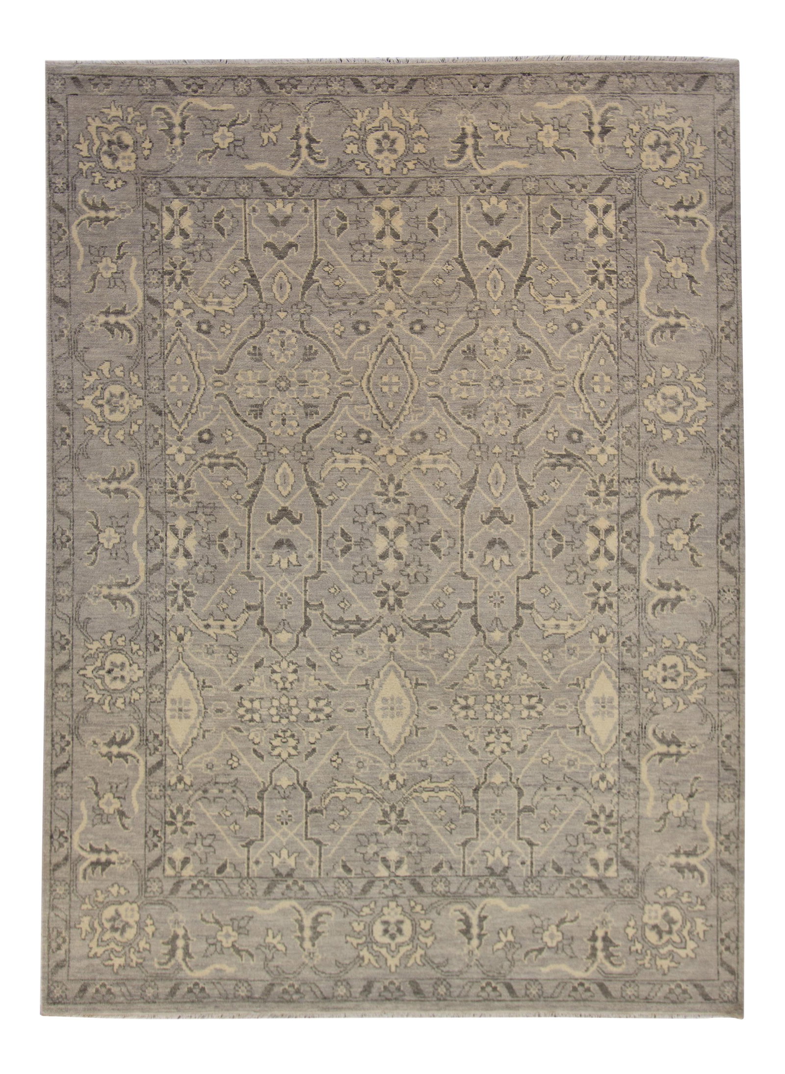 Contemporary Turkish Oushak Rug Gray Wool 9'6 x 12'7: Contemporary Turkish Oushak Rug Gray Wool 9'6 x 12'7 Discover this stunning 21st century contemporary Turkish Oushak rug, featuring a sophisticated grey all-over design that enhances any space. This p