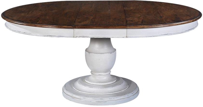 Scottsdale Dining Table White Finish Rustic Pecan Top Round Pedestal (1 of 2)