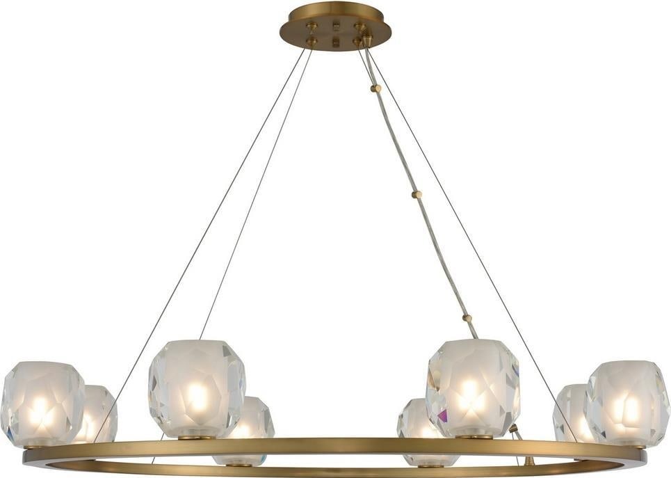 Kalco Stella Art Deco Pendant Light 8-Bulb Winter Brass (1 of 1)