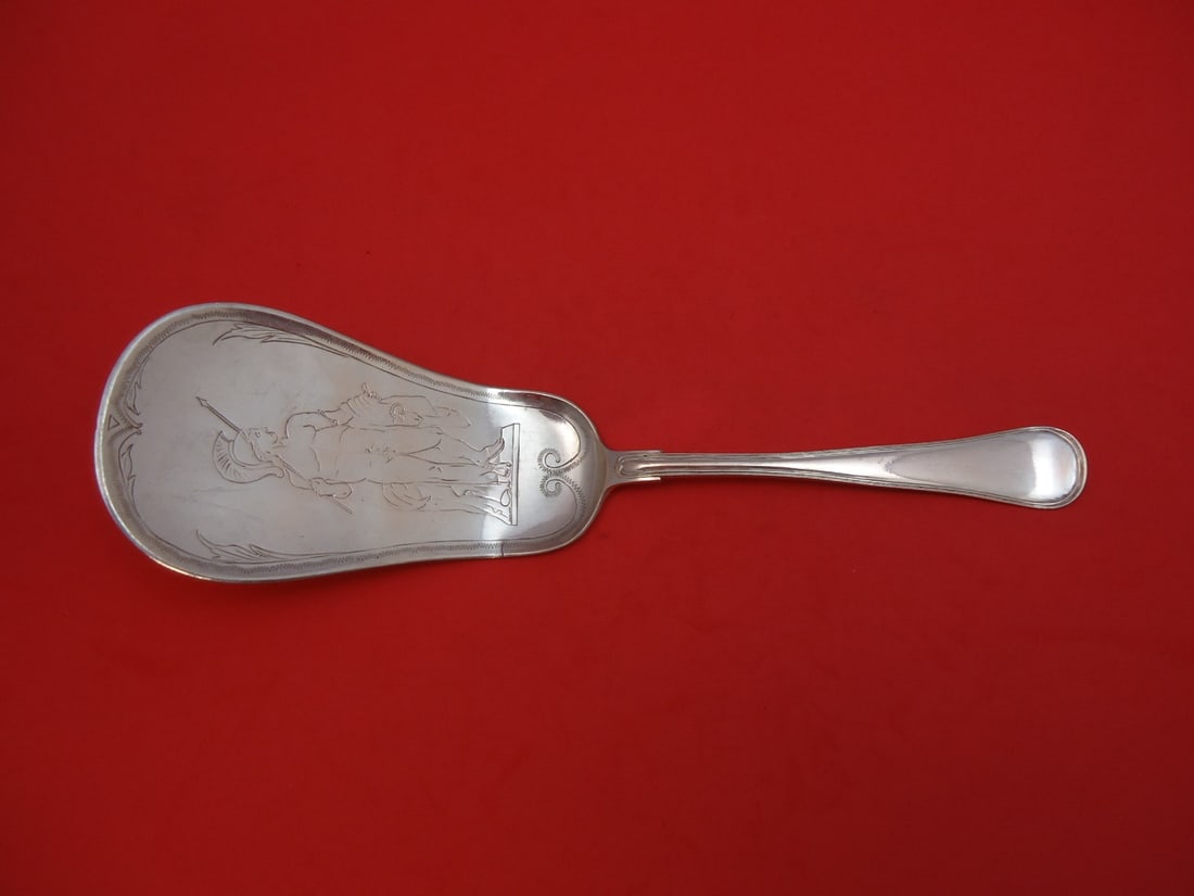 Danish Sterling Silver Waffle Server R Jensen Nude Roman Ram Cloak 8 5/8": Danish Sterling Silver Waffle Server R Jensen Nude Roman Ram Cloak 8 5/8" This exquisite Danish sterling silver waffle server features a stunning oval thread pattern and an intricately engraved blade 