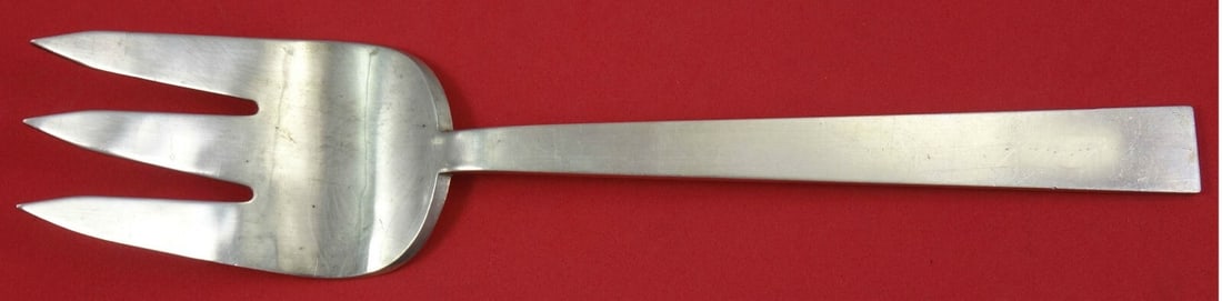 Adra Moderne Sterling Silver Serving Fork Cold Meat 8 3/4": Adra Moderne Sterling Silver Serving Fork Cold Meat 8 3/4" Vintage Moderne by Adra cold meat fork server in the Moderne pattern. Made of sterling silver and measuring 8 3/4 inches, this piece is not m