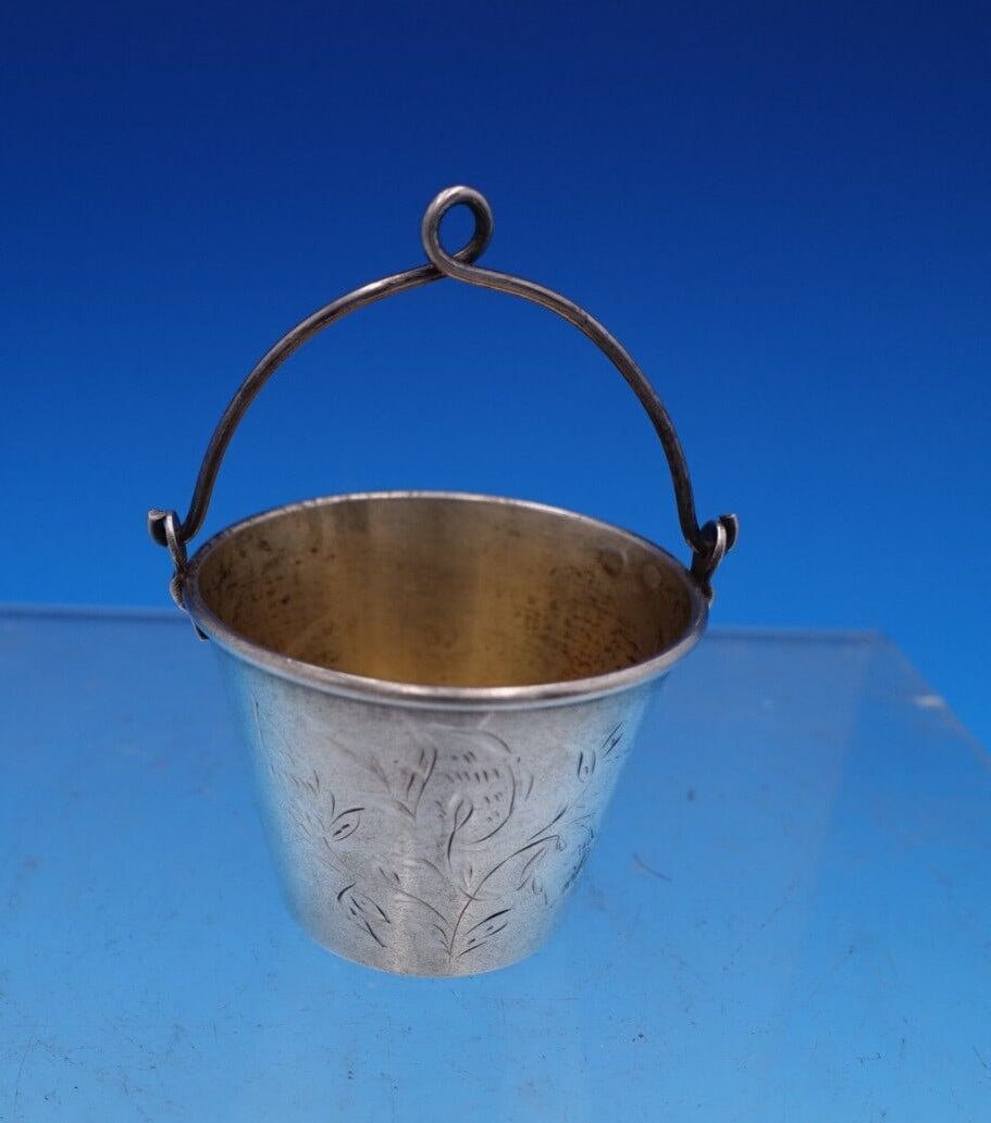 Antique Russian .875 Silver Bucket Tea Strainer Spout Design Gilt Interior (1 of 7)