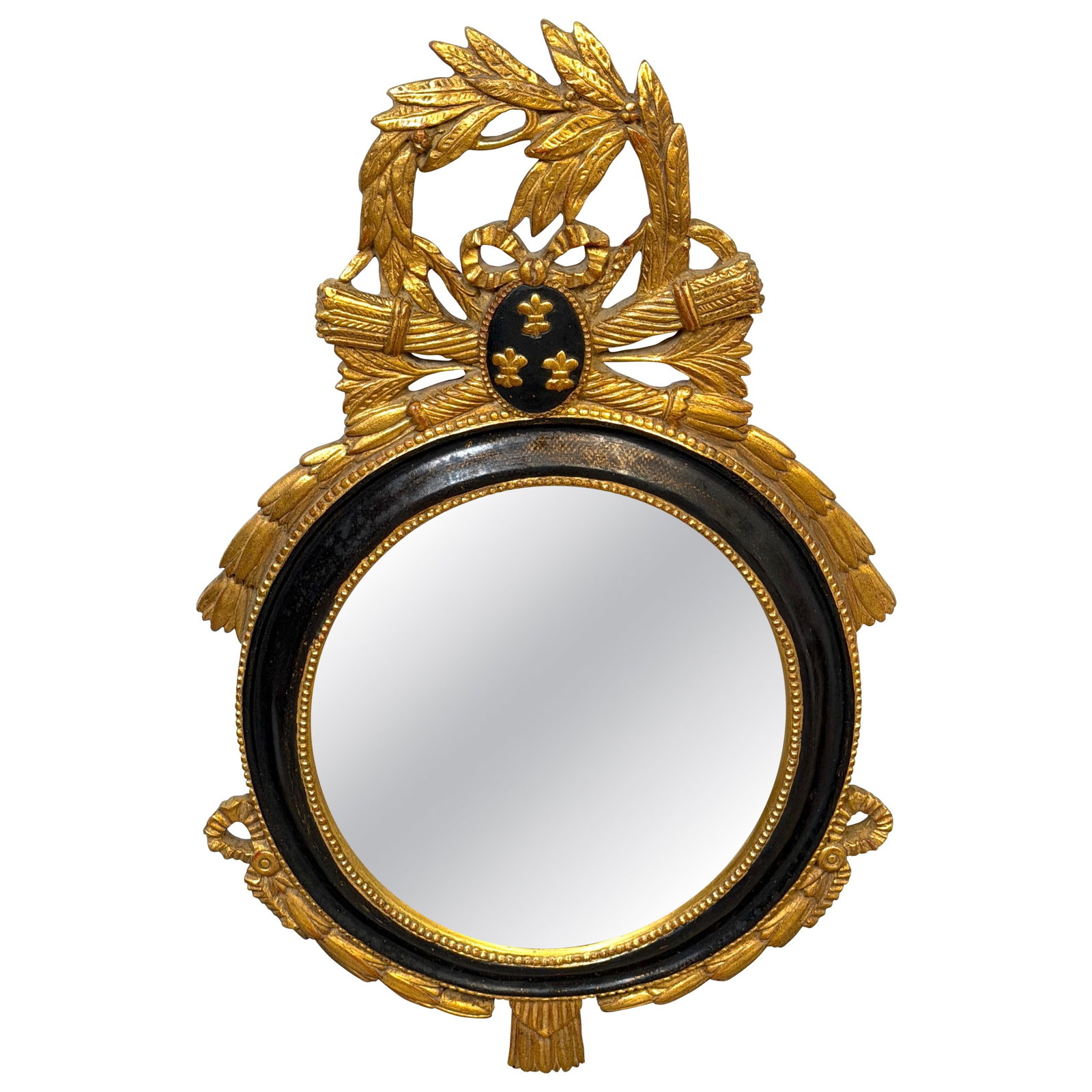 Carvers' Guild oval wall mirror giltwood ebonized Louis XVI style (1 of 10)