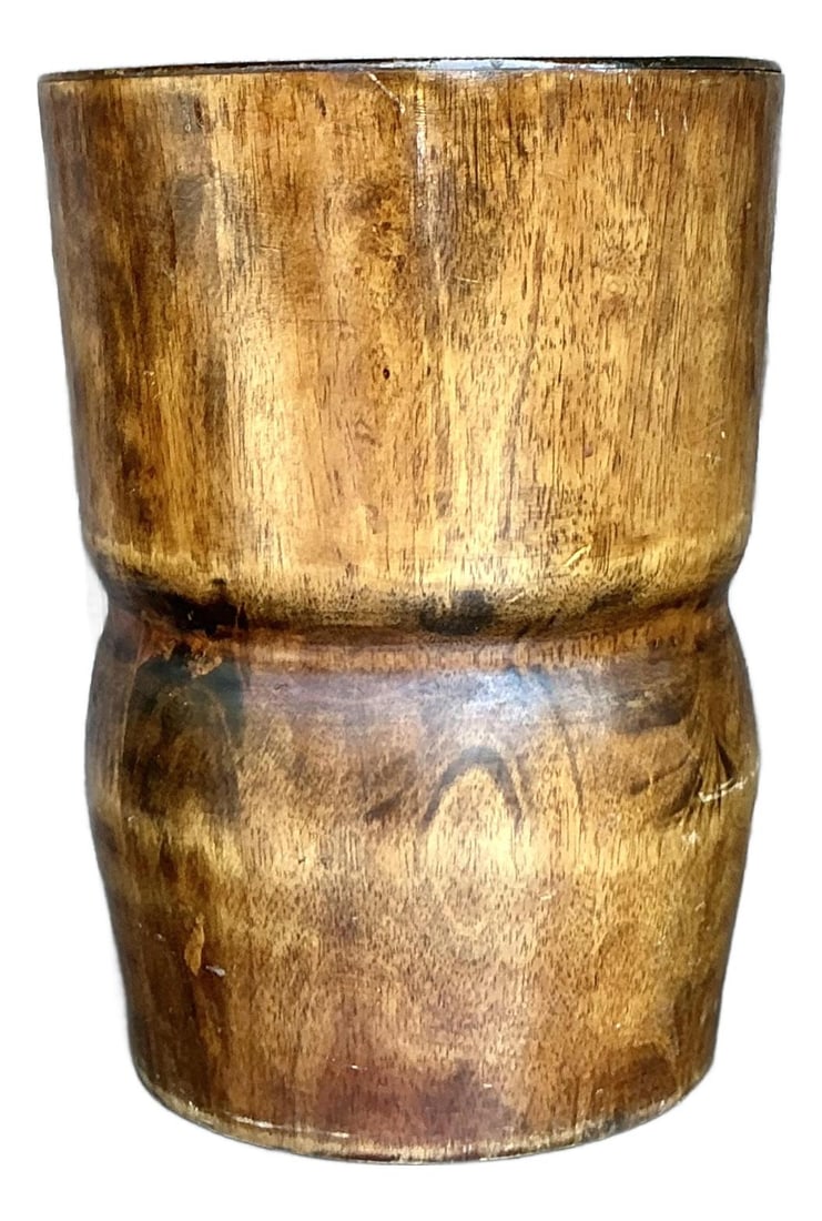 Vintage Boho Palm Tree Hand-Carved Wood Stool 13x17 Chocolate (1 of 10)