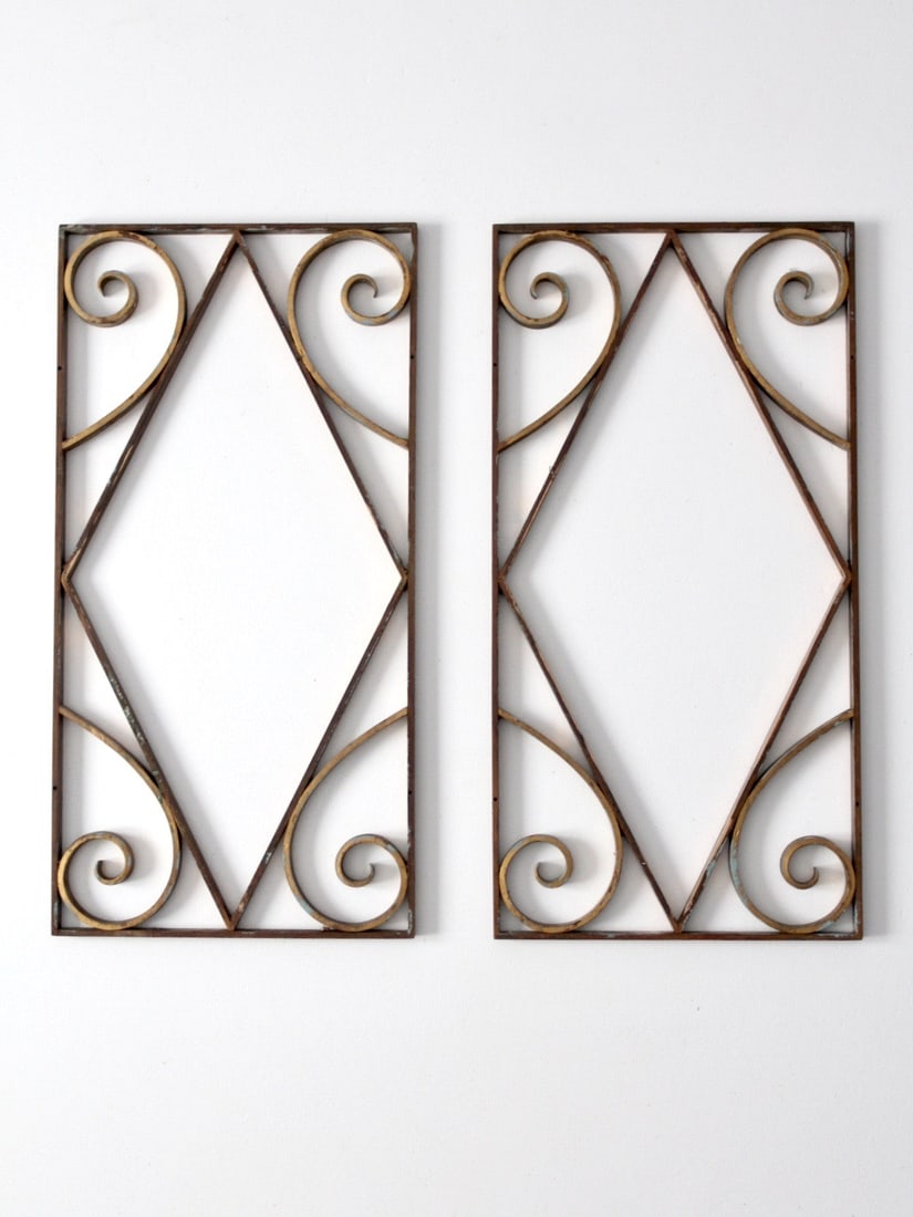 Pair of Brass Wall Decor Panels with Scrollwork Design (1 of 6)
