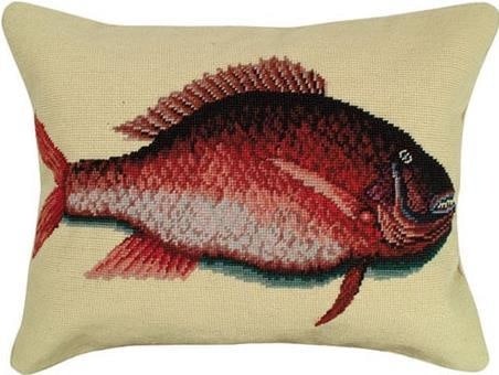 Handmade Williamsburg Style Red Porgy Fish Pillow 16x20 (1 of 2)