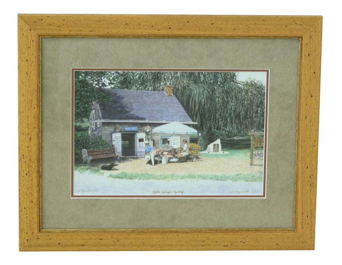 Vibrant 1996 Little Lehigh Fly Shop Fishing Camp Print in Distressed Frame (1 of 7)