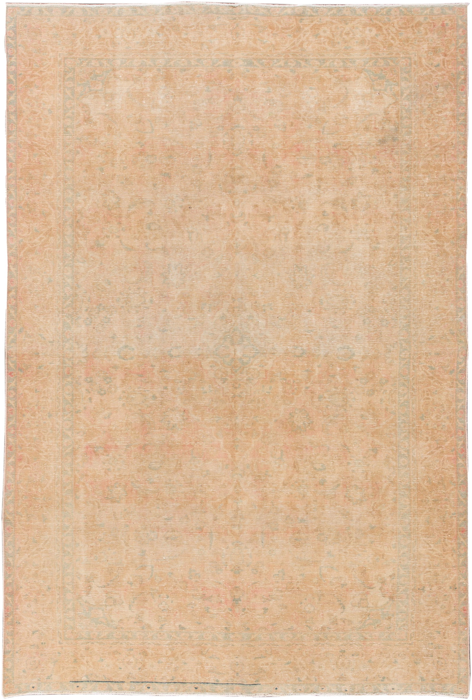 Mid 20th Century Kerman Wool Rug Peach Medallion 6'2 x 9'5 (1 of 10)