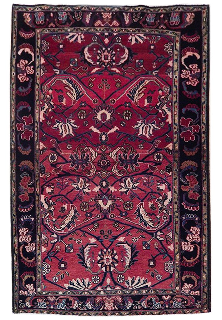 Handcrafted 4.6 x 6.6 Persian Lilihan Rug in Red and Black (1 of 6)