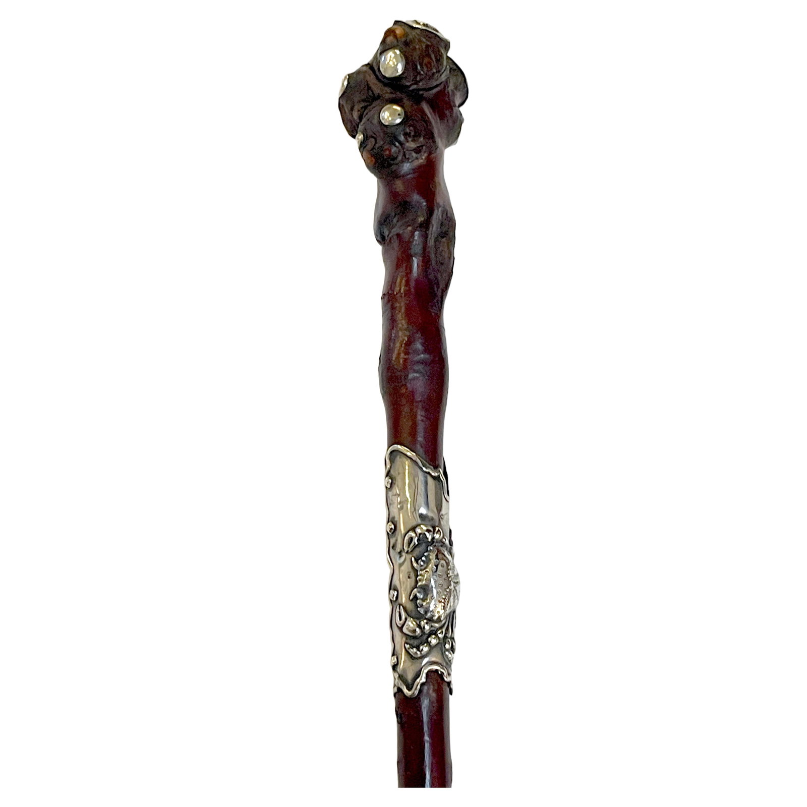 Gorham 1873 Sterling Mounted Root Cane Aesthetic Japonisme 35in: Gorham 1873 Sterling Mounted Root Cane Aesthetic Japonisme 35in Experience the elegance of the late 19th century with this exquisite American Aesthetic/Japonisme Sterling Mounted Root Cane, attributed