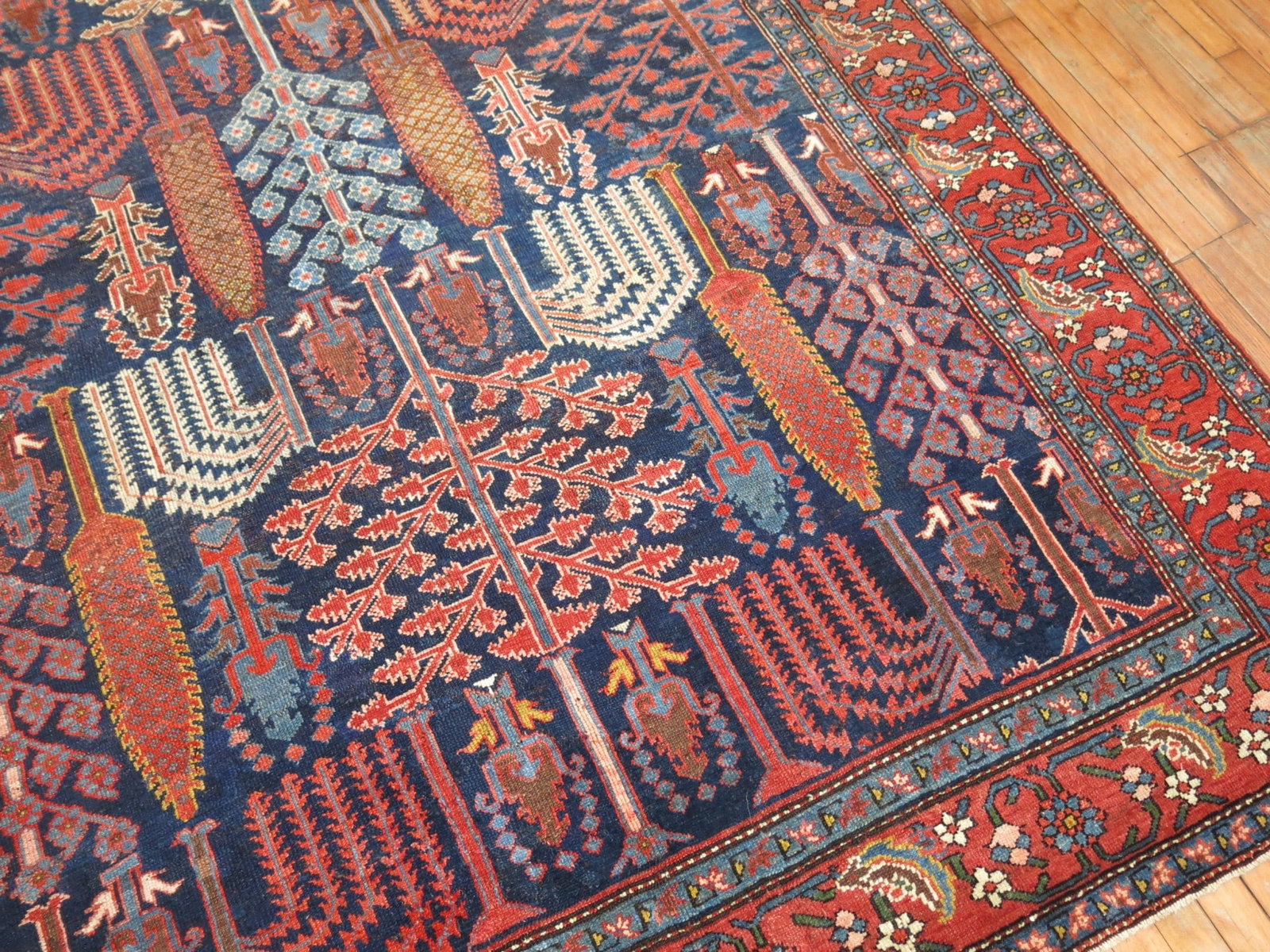 6' 10" x 13' 1" Persian Malayer Gallery Rug Willow Tree Motif: 6' 10" x 13' 1" Persian Malayer Gallery Rug Willow Tree Motif A 1920s Persian Malayer gallery rug featuring an all-over willow tree motif. This pre-owned rug is identified as Baktiari and Malayer type