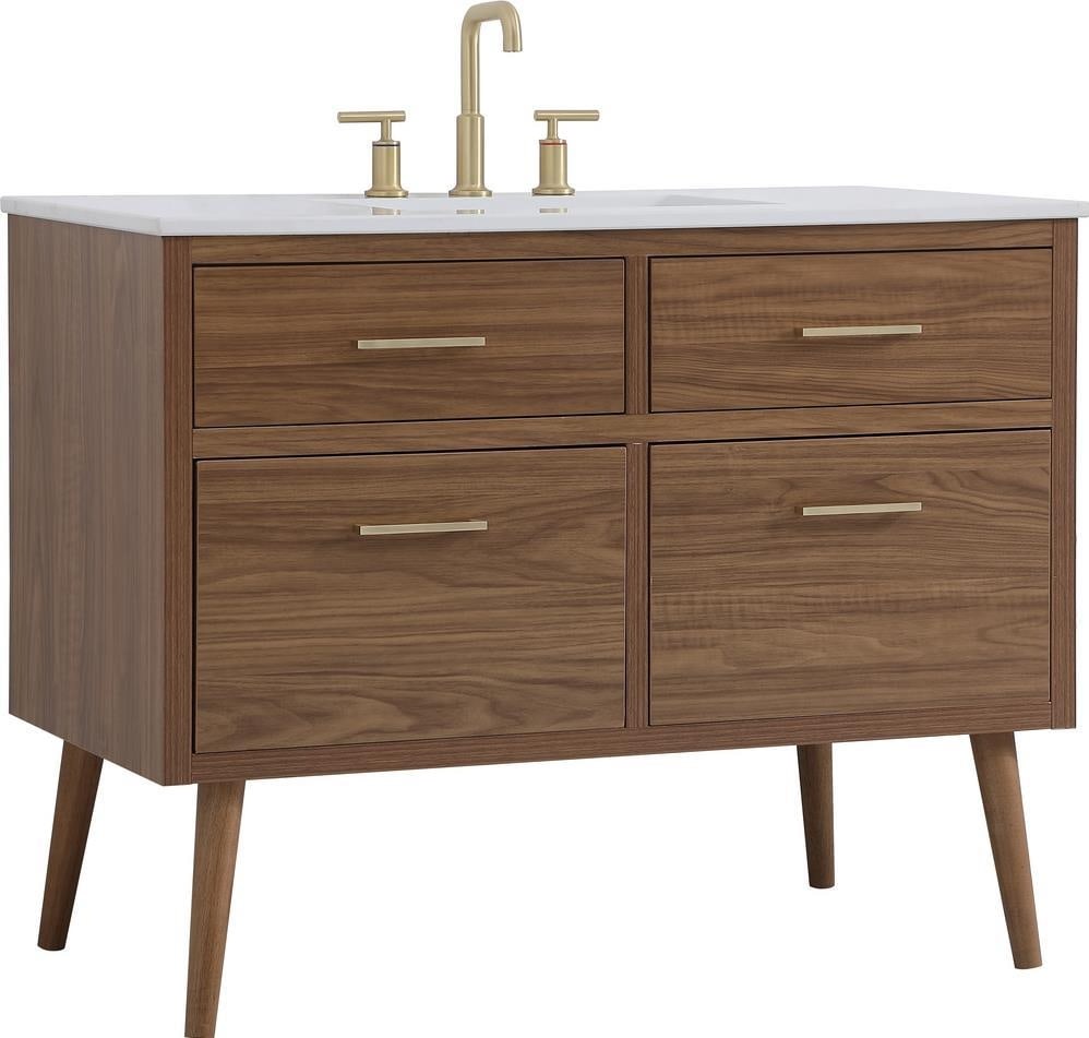 Elegant Lighting Mid-Century Modern Vanity Matte White Walnut Finish: Elegant Lighting Mid-Century Modern Vanity Matte White Walnut Finish Introducing a stunning Mid-Century Modern Vanity that seamlessly blends retro flair with contemporary design. This bathroom vanity 