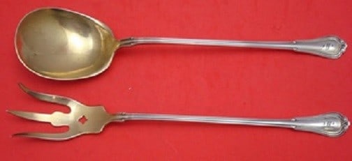 Gorham Villa Norfolk Sterling Silver Goldwashed Lettuce Set 2pc (1 of 1)