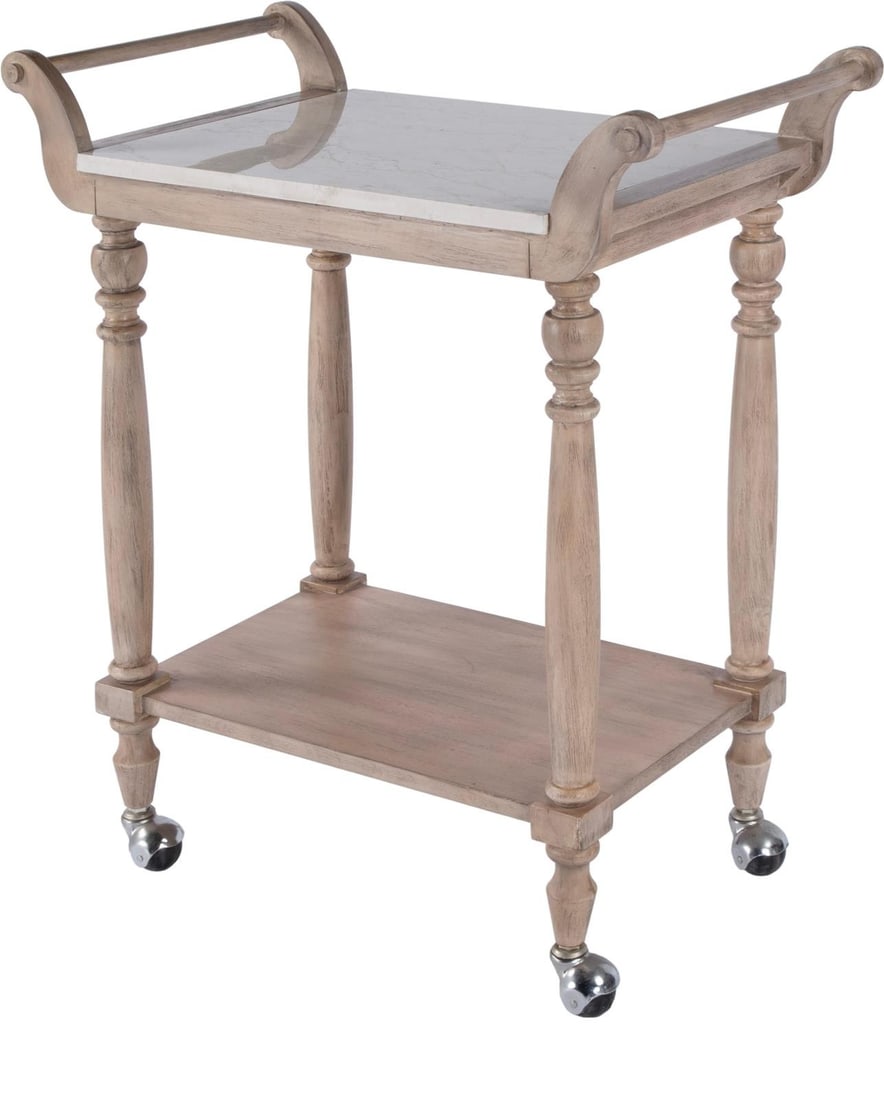 Luxe Butler Bar Cart Marble Mahogany Sandalwood Beige (1 of 6)