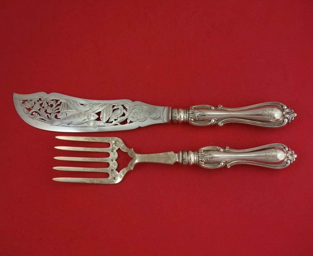 Aaron Hadfield Victorian Silverplate Fish Serving Set 2pc (1 of 2)