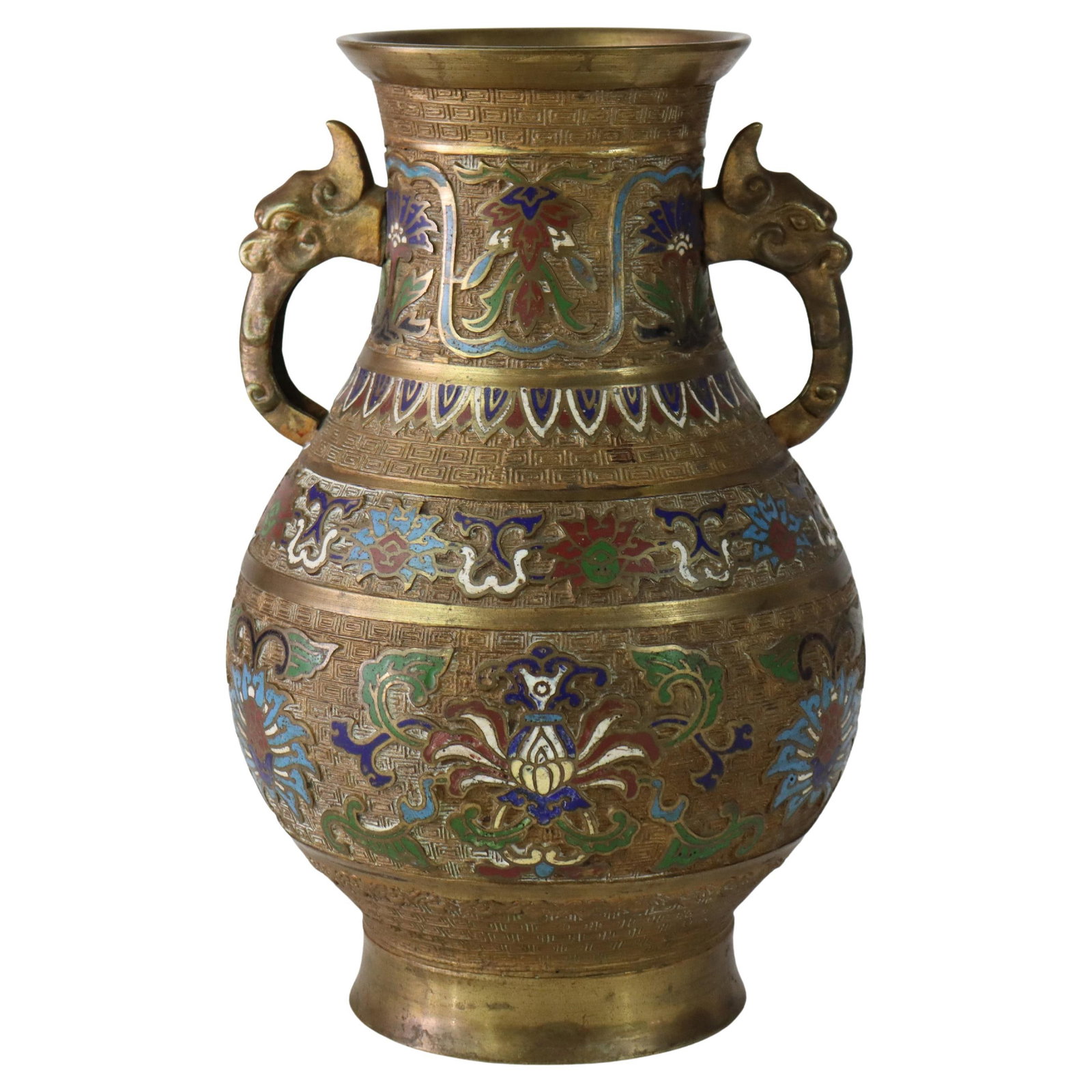 C1890 Antique Chinese Enameled Vase with Figural Handles: C1890 Antique Chinese Enameled Vase with Figural Handles This exquisite antique Chinese enameled vase, dating back to circa 1890, showcases stunning craftsmanship with vibrant colors and traditional C