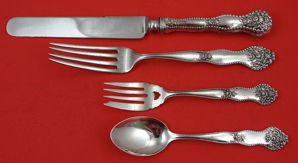 Mount Vernon Adolphus Sterling Silver 4-Piece Dinner Set: Mount Vernon Adolphus Sterling Silver 4-Piece Dinner Set This exquisite 4-piece dinner place setting from the Adolphus pattern by Mount Vernon is crafted from high-quality sterling silver. Each piece 