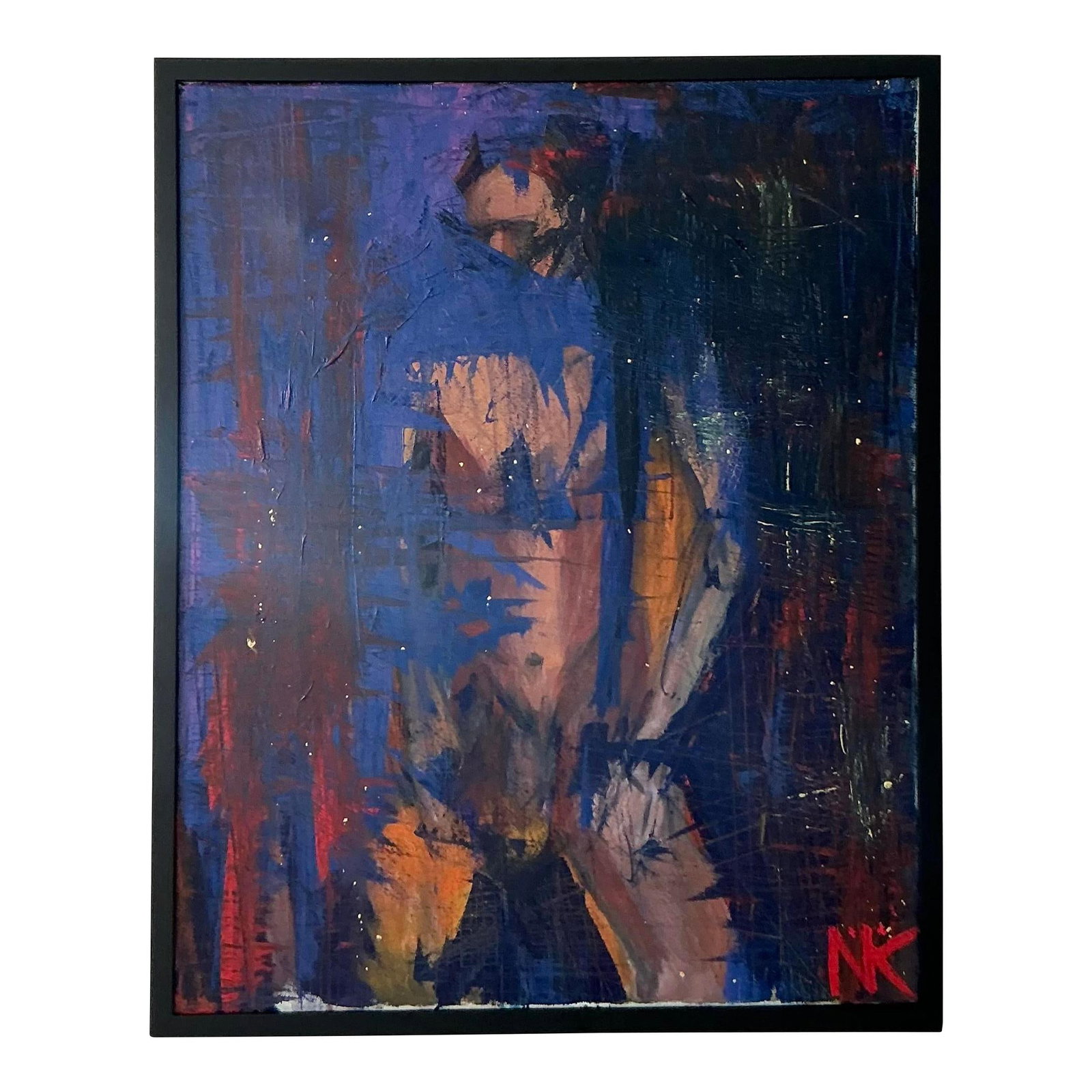 Vintage Boho Abstract Figurative Oil Painting on Canvas 31.25x22.25: Vintage Boho Abstract Figurative Oil Painting on Canvas 31.25x22.25 This captivating vintage abstract figurative oil on canvas painting brings a bold touch of bohemian artistry to any space. The vivid