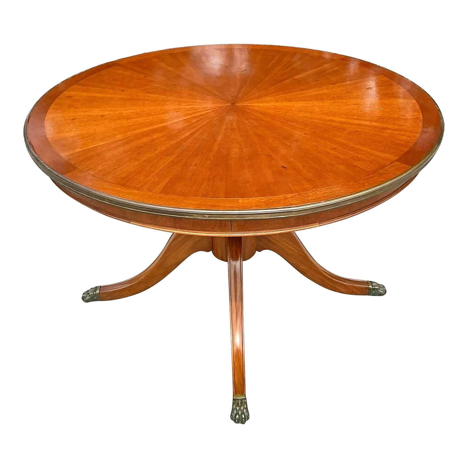 Vintage Regency Three-Legged Marquis Center Hall Table Chocolate Wood Metal (1 of 8)