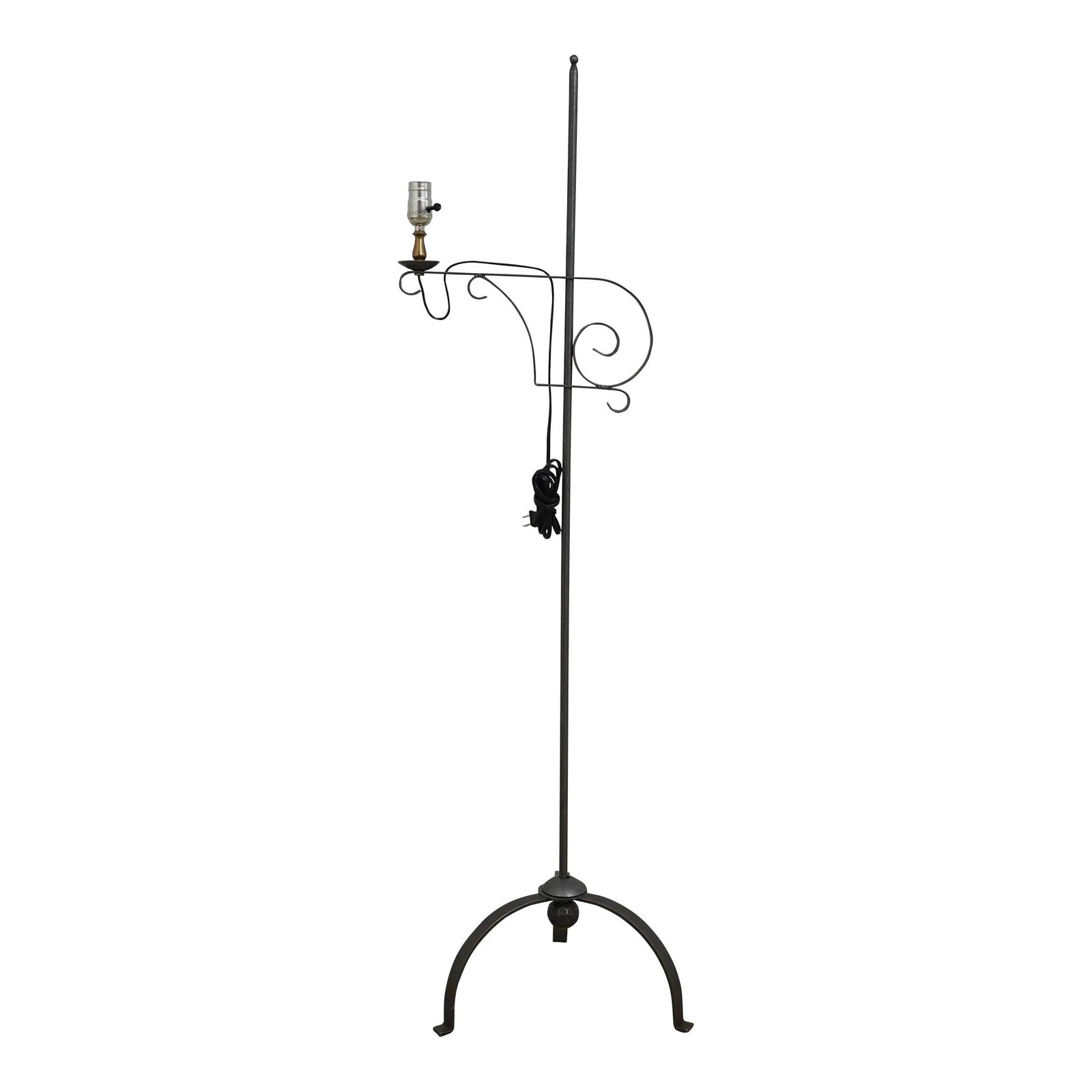 Vintage Adjustable Arm Wrought Iron Floor Lamp Black Country Style (1 of 8)