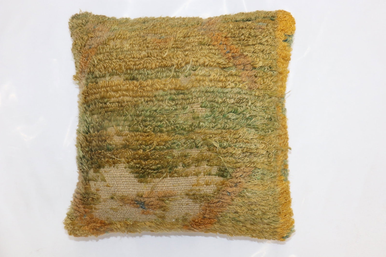 Turkish Tulu Rug Pillow in Chartreuse Green 1' 5" x 1' 6" (1 of 3)