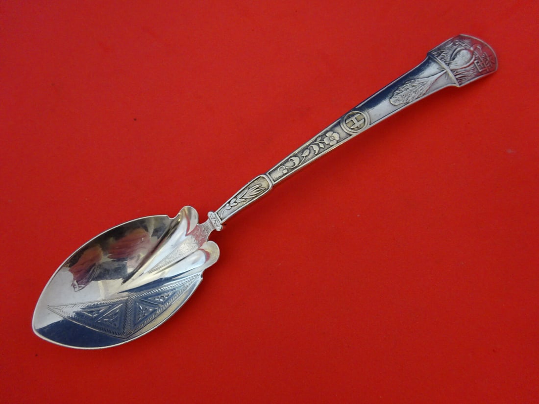 Gorham Japanese Sterling Silver Ice Cream Spoon Peacock Motif 6 3/4": Gorham Japanese Sterling Silver Ice Cream Spoon Peacock Motif 6 3/4" Indulge in a touch of elegance with this exquisite Japanese by Gorham Sterling Silver Ice Cream Spoon. Crafted from high-quality st