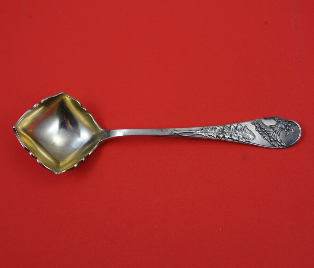 Torben Frisch Dutch Sterling Silver Gravy Ladle Diamond Square Bowl Dandelion 7.75in: Torben Frisch Dutch Sterling Silver Gravy Ladle Diamond Square Bowl Dandelion 7.75in This exquisite Dutch sterling silver gravy ladle, crafted by Torben Frisch around 1908, features a unique diamond/s