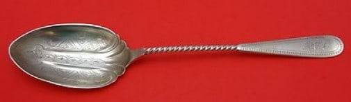 Dominick & Haff Sterling Silver Stuffing Spoon Brite Cut Twist 11.25": Dominick & Haff Sterling Silver Stuffing Spoon Brite Cut Twist 11.25" This exquisite stuffing spoon by Dominick & Haff features a stunning brite cut twist handle and is crafted from high-quality sterl