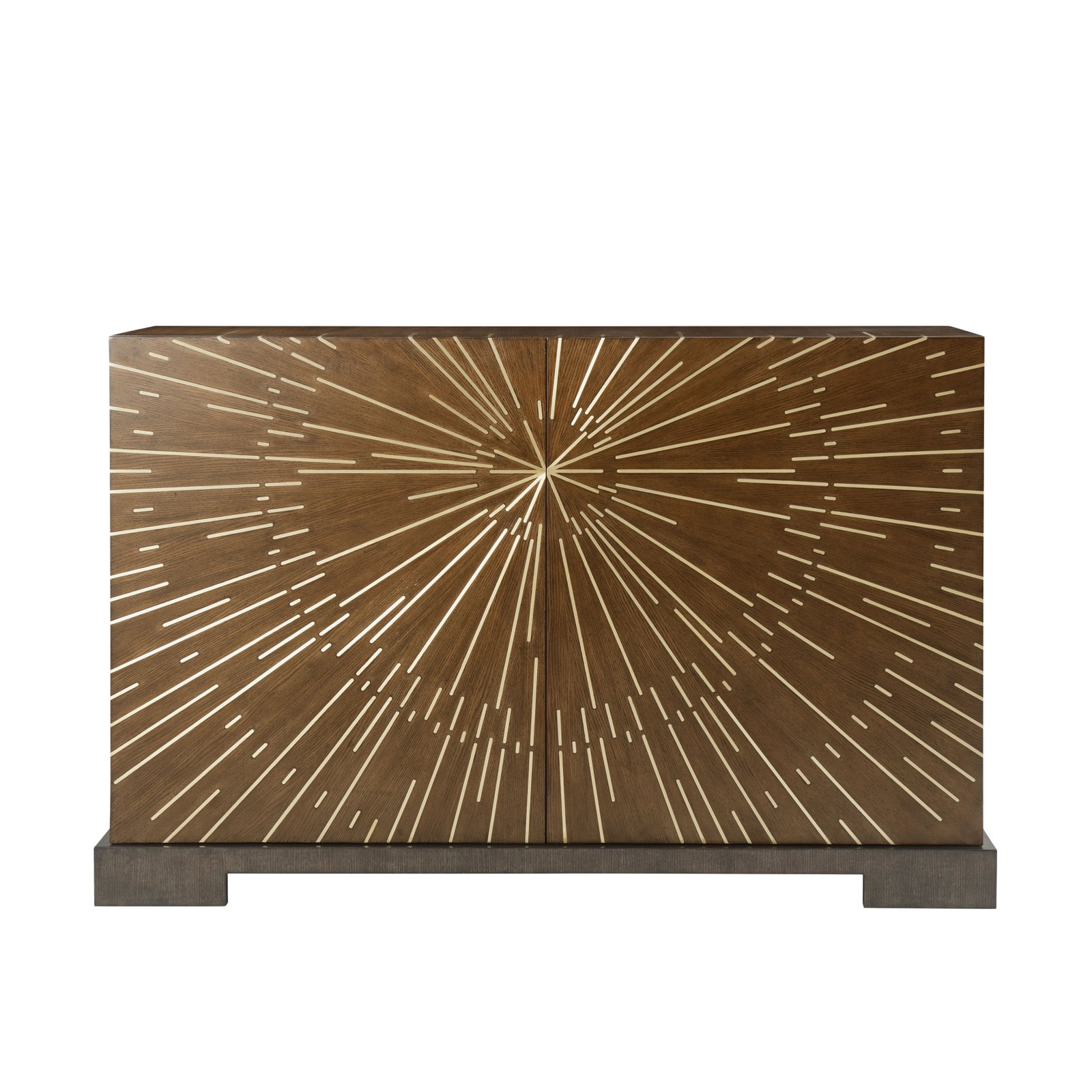 Theodore Alexander Modern Blue Brass Veneer Chest 34.5H 53.5W 20.75D (1 of 6)