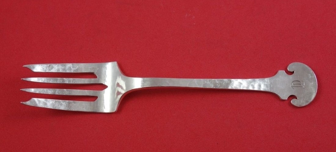 Shreve Sterling Silver Salad Fork Fourteenth Century Pattern Mono D 6.5": Shreve Sterling Silver Salad Fork Fourteenth Century Pattern Mono D 6.5" This exquisite salad fork, crafted by Shreve & Co., features a stunning Fourteenth Century pattern, showcasing the elegance and