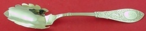 Whiting Arabesque Sterling Silver Custom Spaghetti Spoon 7 7/8": Whiting Arabesque Sterling Silver Custom Spaghetti Spoon 7 7/8" Introducing the exquisite Arabesque Spaghetti Spoon, crafted by Whiting in sterling silver. This custom-made serving spoon, measuring 7 