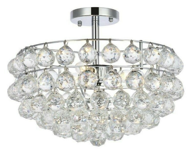 Savannah Chrome Crystal Semi Flush Mount Chandelier 3 Light 16 in (1 of 9)