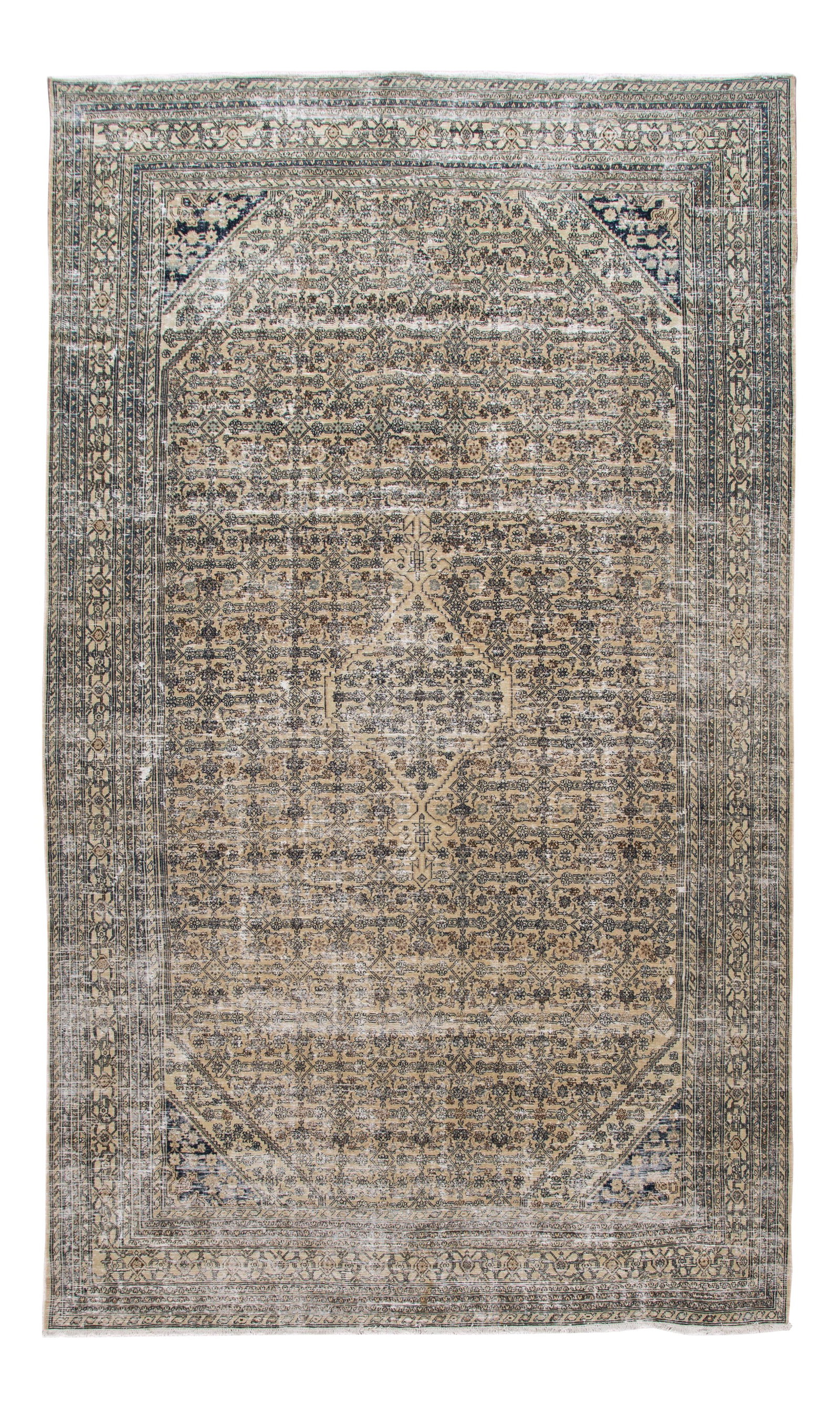 Vintage Malayer Beige Floral Handmade Wool Rug 10'2 x 17 (1 of 10)