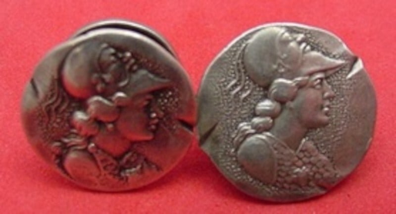 Shiebler Sterling Silver Medallion Cuff Links Etruscan Homeric 5/8" (1 of 3)
