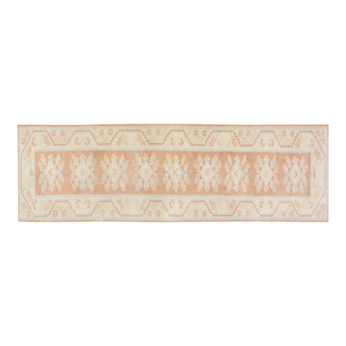 2'10 x 9'6 Anatolian Wool Runner with Hand-Knotted Vintage Design: 2'10 x 9'6 Anatolian Wool Runner with Hand-Knotted Vintage Design This vintage Turkish Anatolian rug is hand-knotted from wool using traditional rug-making techniques. Its apricot color and rich textu