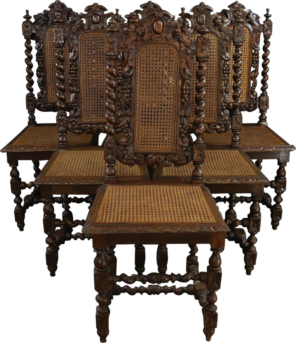 Elegant 1880 French Hunting Style Dining Chairs Set of 2 (1 of 7)