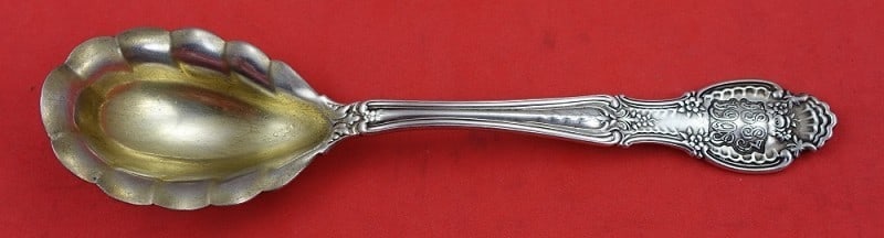 Tiffany Co Richelieu Sterling Silver Sugar Spoon Gold Washed Shell 6": Tiffany Co Richelieu Sterling Silver Sugar Spoon Gold Washed Shell 6" Richelieu by Tiffany & Co. sterling silver sugar spoon with a shell design and gold washed finish. It measures 6 inches and featur