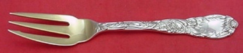 Sterling Silver 3-Tine Pie Fork Chrysanthemum Pattern Goldwashed by Tiffany (1 of 1)