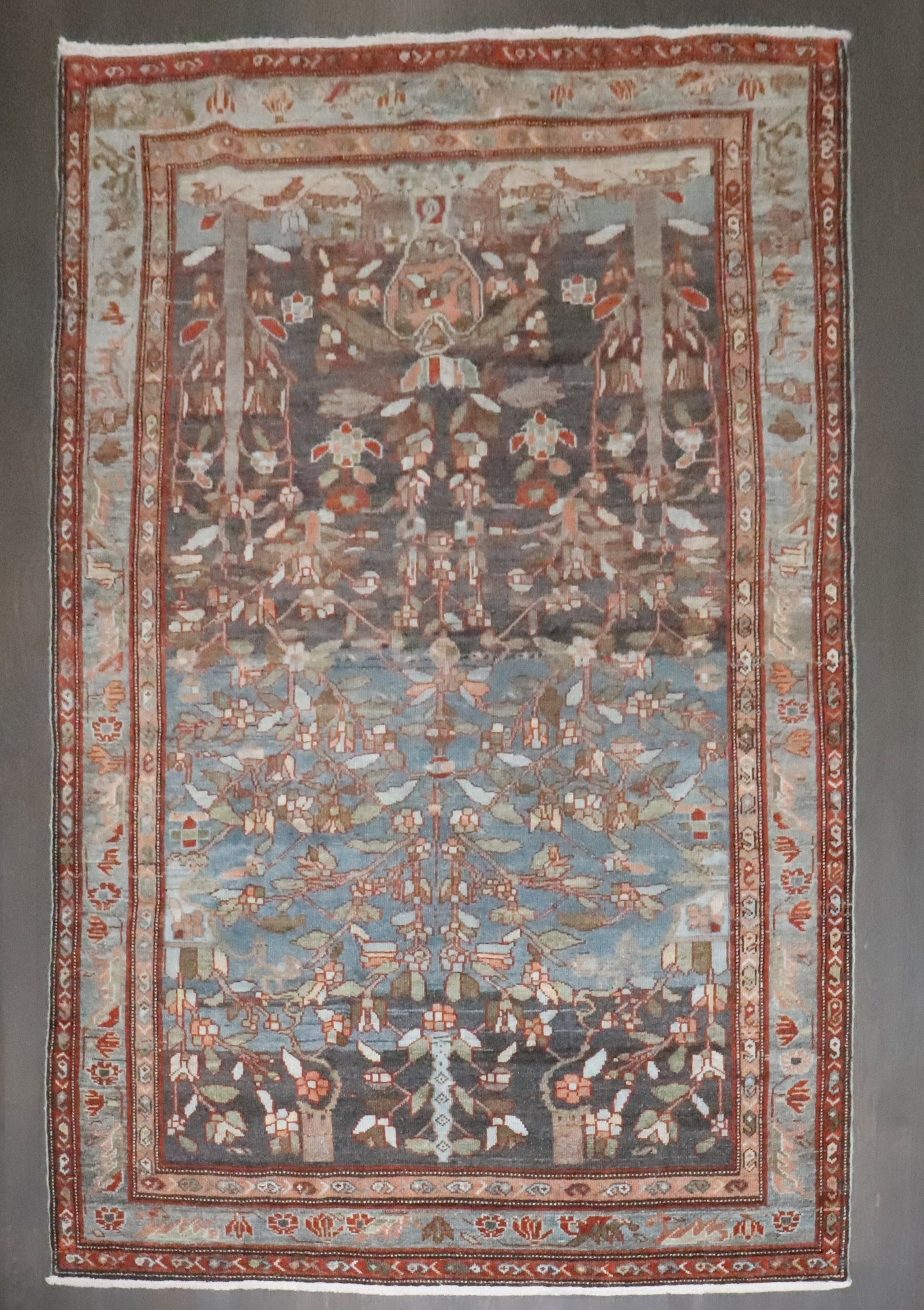 4' 6" x 6' 8" Persian Malayer Accent Rug Floral Design: 4' 6" x 6' 8" Persian Malayer Accent Rug Floral Design Persian Malayer accent rug from the second quarter of the 20th century, featuring a floral design. This pre-owned rug is identified as a Malayer 
