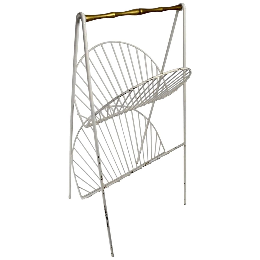 Midcentury Iron and Brass Two-Tier Magazine Rack (1 of 10)