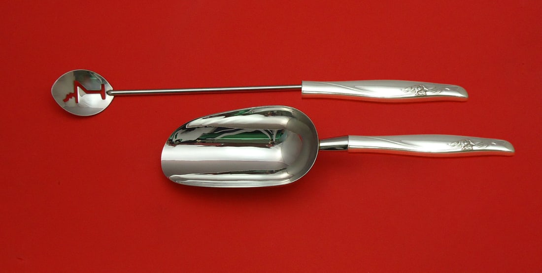 Gorham Sea Rose sterling silver 2-piece hostess bar set: Gorham Sea Rose sterling silver 2-piece hostess bar set This Sea Rose by Gorham hostess set is a custom-made 2-piece bar set with hollow handles and stainless steel implements. It includes a martini s
