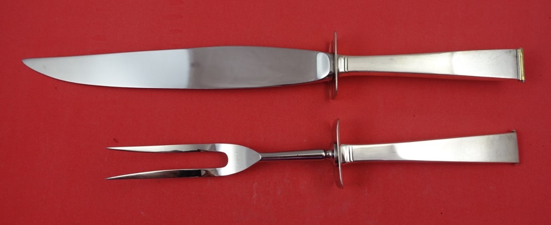 Gorham Gold Tip Sterling Silver Salad Serving Set Art Deco: Gorham Gold Tip Sterling Silver Salad Serving Set Art Deco Elevate your dining experience with this exquisite Gold Tip by Gorham Sterling Silver Salad Serving Set. Featuring a stunning Art Deco design