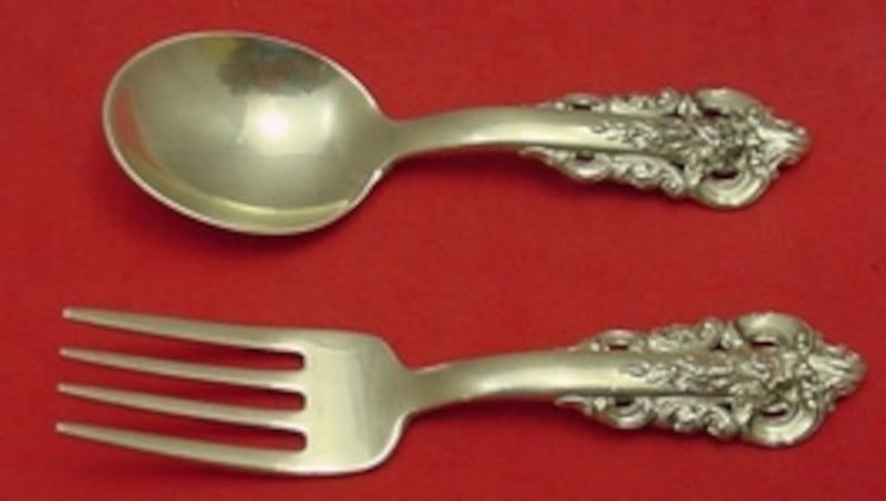 Sterling Silver Baby Set Two Piece Grande Baroque Pattern by Wallace (1 of 2)