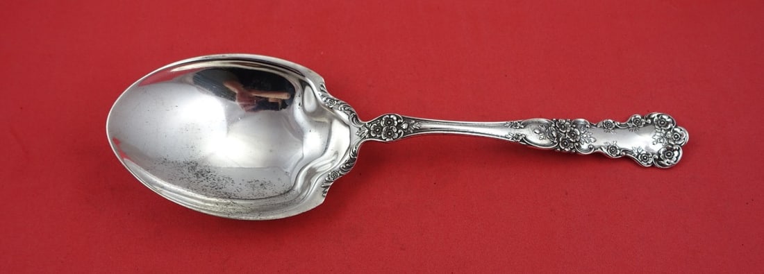 Gorham Buttercup Sterling Silver Berry Spoon 8 3/4 Inch Serving Spoon: Gorham Buttercup Sterling Silver Berry Spoon 8 3/4 Inch Serving Spoon This exquisite Buttercup serving spoon by Gorham is crafted from sterling silver, showcasing a beautiful floral pattern typical of