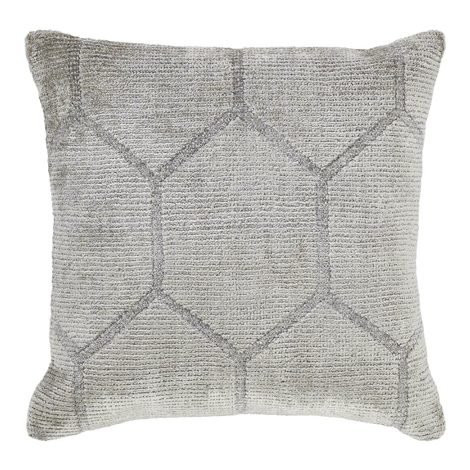 Handmade Modern Pearl Gray Wool Geometric Throw Pillow 22x22 (1 of 4)