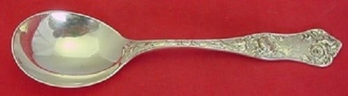 Shiebler American Beauty Sterling Silver Gumbo Soup Spoon: Shiebler American Beauty Sterling Silver Gumbo Soup Spoon This exquisite gumbo soup spoon is crafted from sterling silver and features the elegant American Beauty pattern by Shiebler. Dating back to t